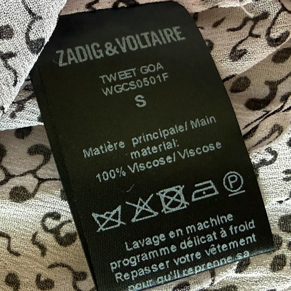 Zadig & Voltaire Tweet Goa Lilac Floral Ruffle Blouse Bell Sleeve WGCS0501F S - Picture 6 of 8